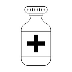 Medicine bottle symbol isolated in black and white