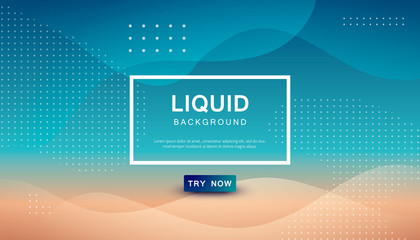 Modern blue and brown dynamic background. Geometric fluid with halftone shape composition. 