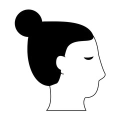 Woman face head silhouette in black and white