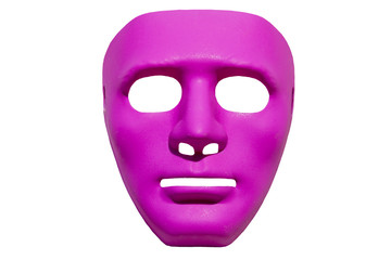 Red headmask isolated on white background. Red mask for Halloween day. Mask. Face.