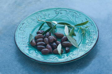 Authentic organic food. dark Olives Italian delishes