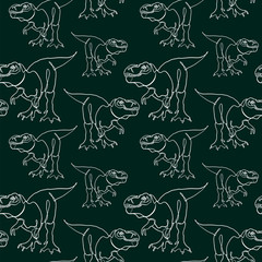 seamless pattern with dinosaur one line