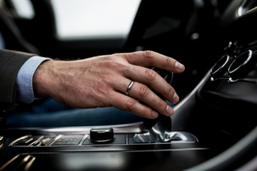 Business man sitting in the car