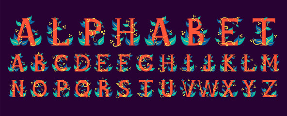 Colorful alphabet. Floral design of the letter