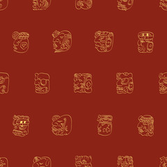 Seamless vector pattern with mayan glyphs