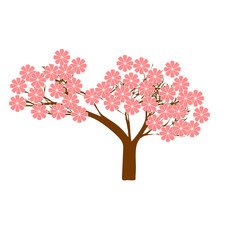Flowering tree. Vector illustration. Simple flat design.