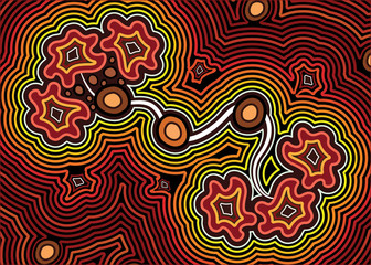 Illustration based on aboriginal style of background. Connection concept
