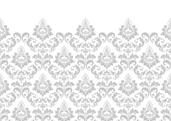 Wallpaper in the style of Baroque. Modern vector background. White and grey floral ornament. Graphic pattern for fabric, wallpaper, packaging. Ornate Damask flower ornament