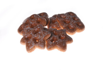 Honey gingerbreads isolated on a white background. Dietary nutrition. Close-up