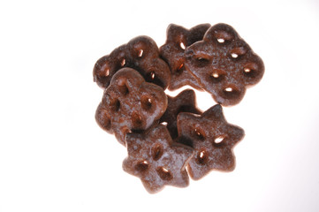Honey gingerbreads isolated on a white background. Dietary nutrition. Close-up