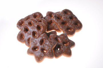 Honey gingerbreads isolated on a white background. Dietary nutrition. Close-up