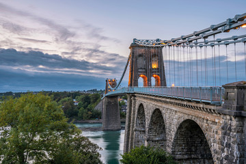 Evening view of Menai Bridge