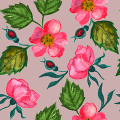 Watercolor seamless pattern with roses. Vector vintage clipart.