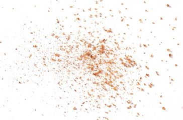Obraz na płótnie Canvas pile cinnamon powder isolated on white background, with top view