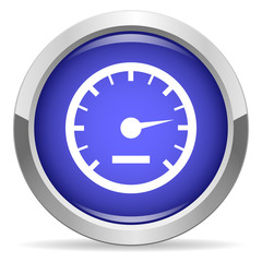 Speedometer icon. Set of round color buttons.