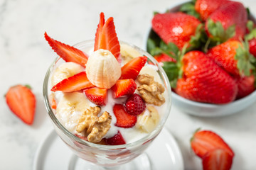 Healthy dessert in glass. Healthy food concept