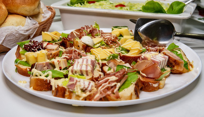 mix canape on the plate