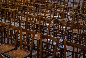 Chairs lined up in church