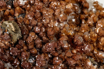 Macro stone Calcite mineral on a white background