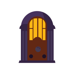 Old radio receiver. Violet vintage set. Radio concept. Vector illustration can be used for topics like broadcasting, communication, telecommunication