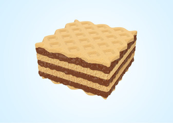 Crispy wafer, chocolate cream flavor, with Clipping path 3d illustration, Minimal style.