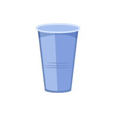 Plastic glass. Disposable mug for water. Takeaway cups concept. Vector illustration can be used for topics like beverage, drink, recycling, container