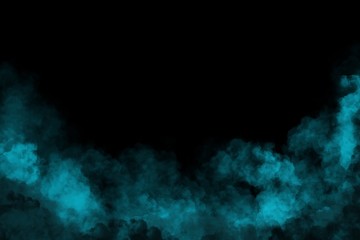 blue smoke clouds isolated on black background