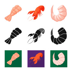 Vector illustration of appetizer and ocean icon. Set of appetizer and delicacy vector icon for stock.