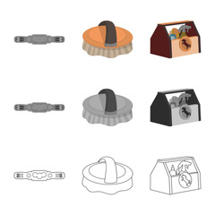 Vector illustration of equipment and riding icon. Set of equipment and competition vector icon for stock.