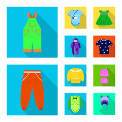 Vector illustration of fashion and garment icon. Set of fashion and cotton vector icon for stock.