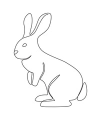 monochrome minimal illustration of a lovely bunny drawn with a continuous line.