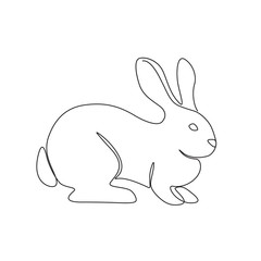 minimal illustration of a cute bunny drawn with a continuous line.