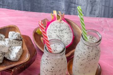 ice dragon fruit juice frappe on glass