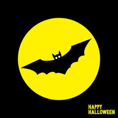 Happy Halloween card with flying bat