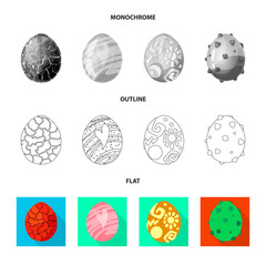 Vector design of animal and prehistoric icon. Set of animal and cute  vector icon for stock.