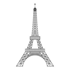 Modern vector illustration of Eiffel Tower. Black vector illustration. Romantic symbol in France. Paris sketched image. Sightseeing concept. Eiffel Tower landmark. Vector illustration