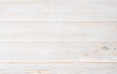 White wooden texture table background. Wood empty floor with copy space. Template desk top view and...