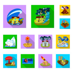 Isolated object of collapse and environment  symbol. Set of collapse and distress stock symbol for web.