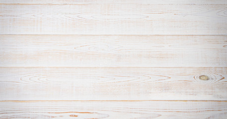 White wooden texture table background. Wood empty floor with copy space. Template desk top view and...