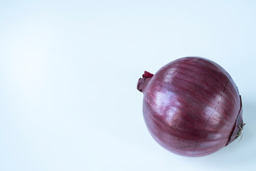 red onion against white background. Space for text