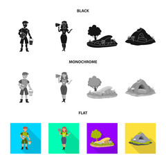 Isolated object of nature  and fun  sign. Collection of nature  and entertainment stock vector illustration.