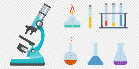 Science and scientist, science laboratory, lab chemistry, research scientific, microscope and experiment, chemical lab science test, technology vector illustration