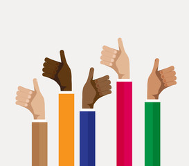 group of multicultural people thumbs up, vector illustration