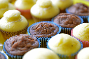 A tray full of cupcakes