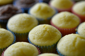 A tray full of cupcakes