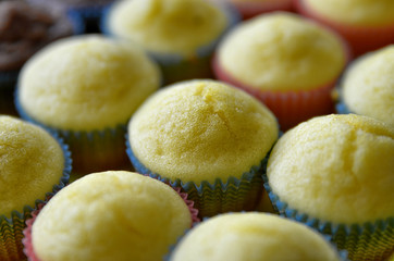 A tray full of cupcakes