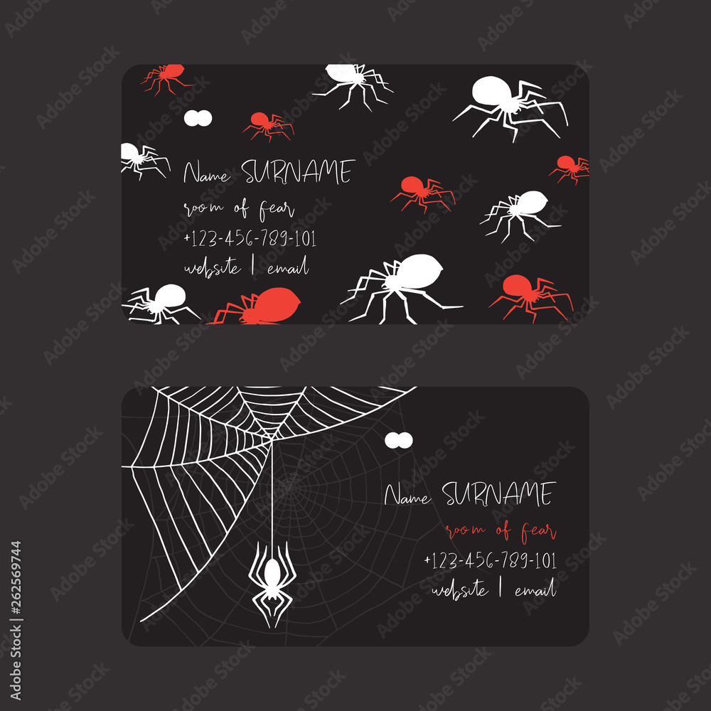 Wall mural web spider pattern vector business card spidery halloween background spiderweb cobweb horror illustr
