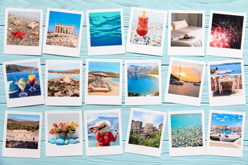 Photo collage of beautiful pictures from happy summer holidays in Greece.