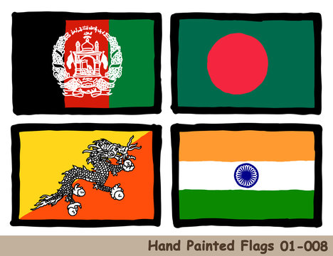 手描きの旗アイコン アフガニスタンの国旗 バングラデシュの国旗 ブータンの国旗 インドの国旗 Flag Of The Afghanistan Bangladesh Bhutan India Hand Drawn Isolated Vector Icon Vector De Stock Adobe Stock