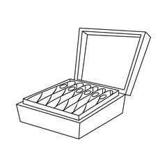 Vector design of cigar and box logo. Set of cigar and pack  stock symbol for web.